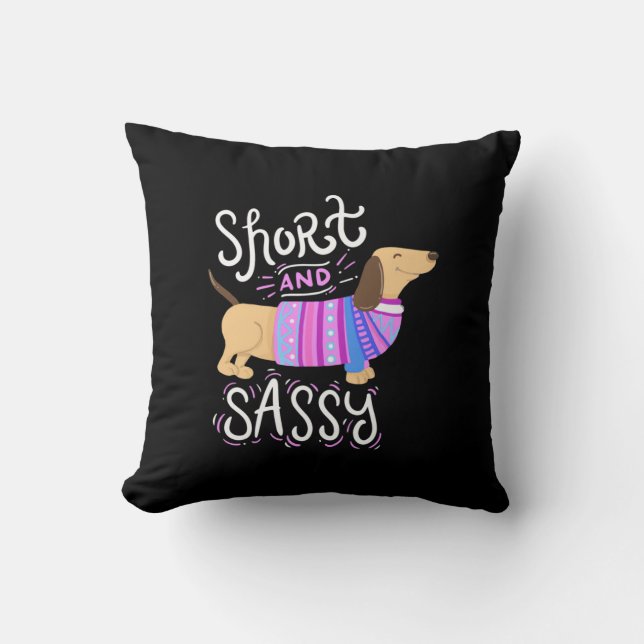 Dachshund Kort och Sassy Kudde (Framsida)