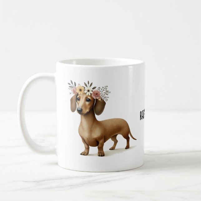 Dachshund-korv av hund älskare kaffe kaffemugg (Vänster)