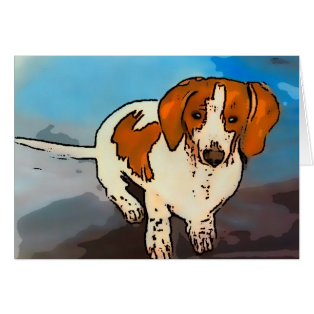 Dachshund Korv Hund Husdjur Akvarell kort (Framsidan Horizontal)
