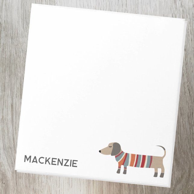 Dachshund Korv Hund Personlig Anteckningsblock (Fun Dachshund Wiener Sausage Dog personalized notepad for animal lovers)