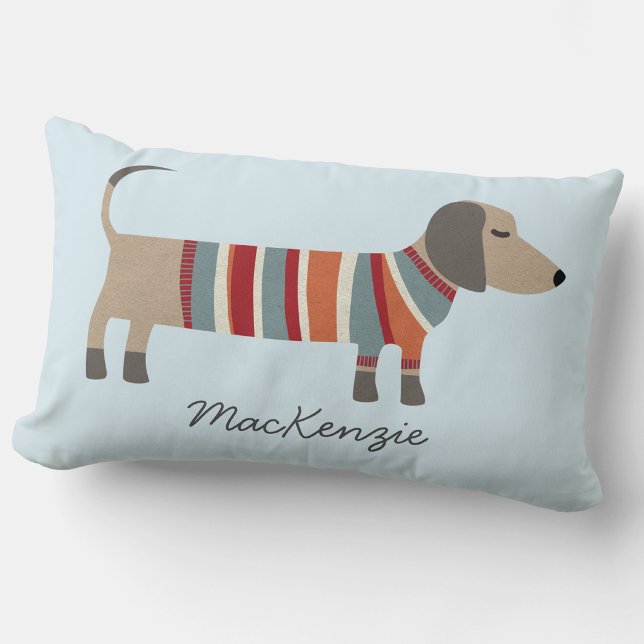 Dachshund Korv Hund Personlig Lumbarkudde (Personalized custom name dachshund wiener sausage dog throw pillow)