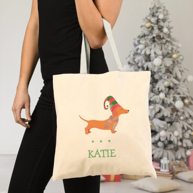 Dachshund-korv, julklapp för hund älskare tygkasse (Dachshund sausage dog lover gift Christmas Tote Bag
)