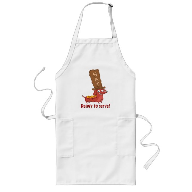 Dachshund Korv Puns Långt Förkläde (Framsidan)