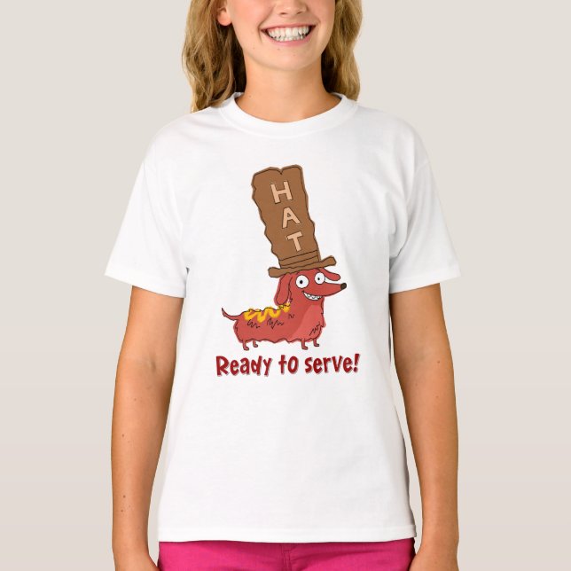 Dachshund Korv Puns T Shirt (Framsida)