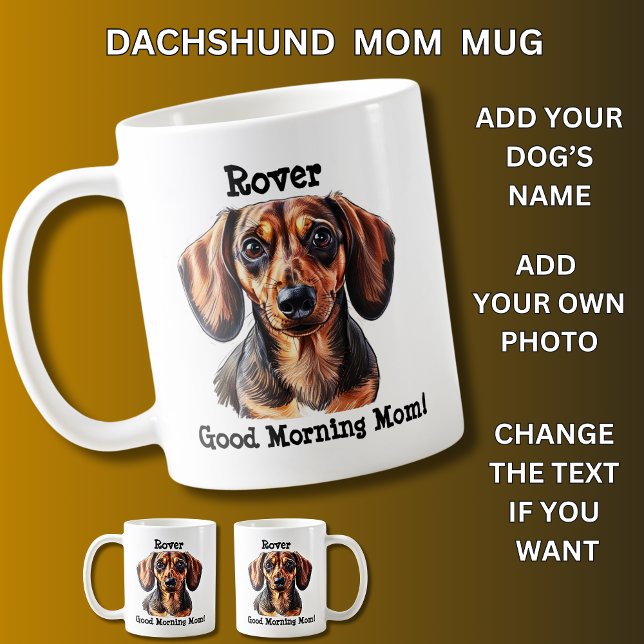 Dachshund, lägg till Hund Namn, byt foto Kaffemugg (Skapare uppladdad)