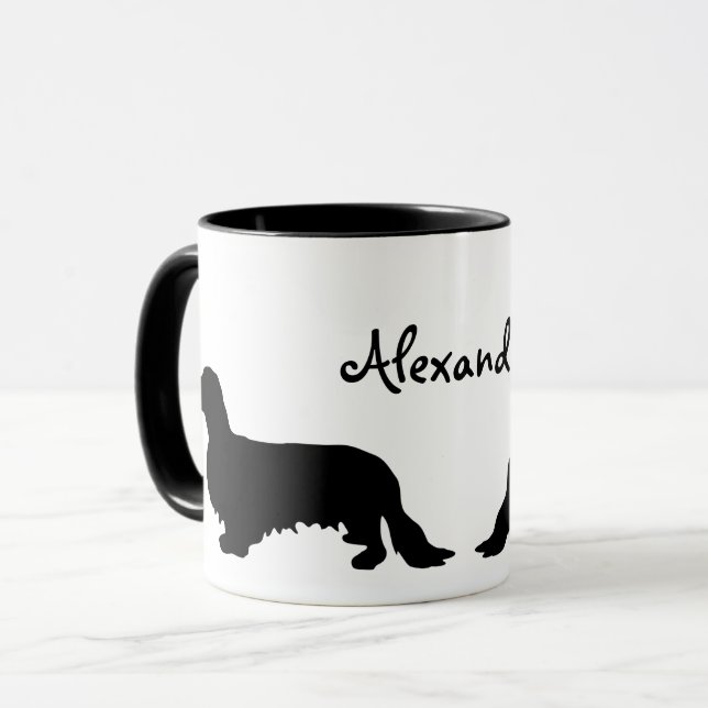 Dachshund Lång Hår - Siluett 1 Mugg (Framsida vänster)