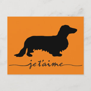Dachshund Lång Hår - Siluett 1 Vykort