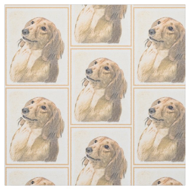 Dachshund (långhårig) målning - Original hundkonst Tyg (Provkarta)
