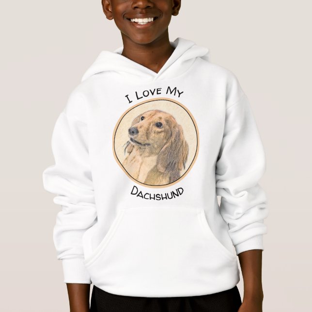 Dachshund (långhårig) målning - Original konst av  T Shirt (Framsida)