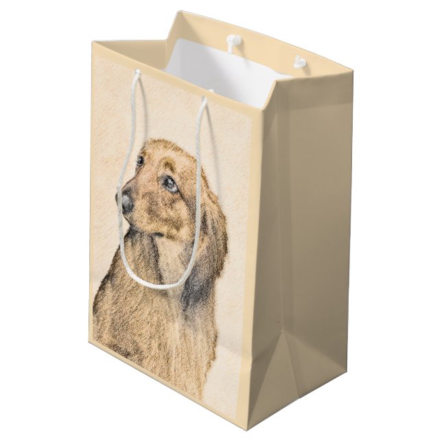 Dachshund (Långhårig) - Original Hund Art (Baksidan Vinklad)
