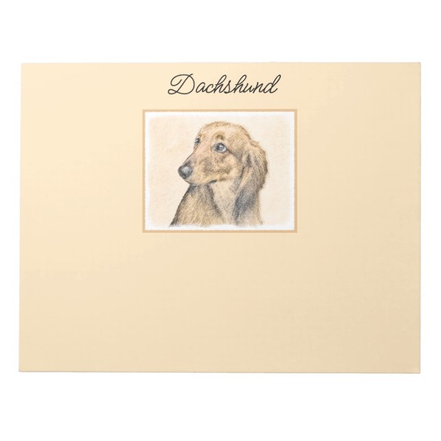 Dachshund (Långhårig) - Original Hund Art Anteckningsblock (Framsida)