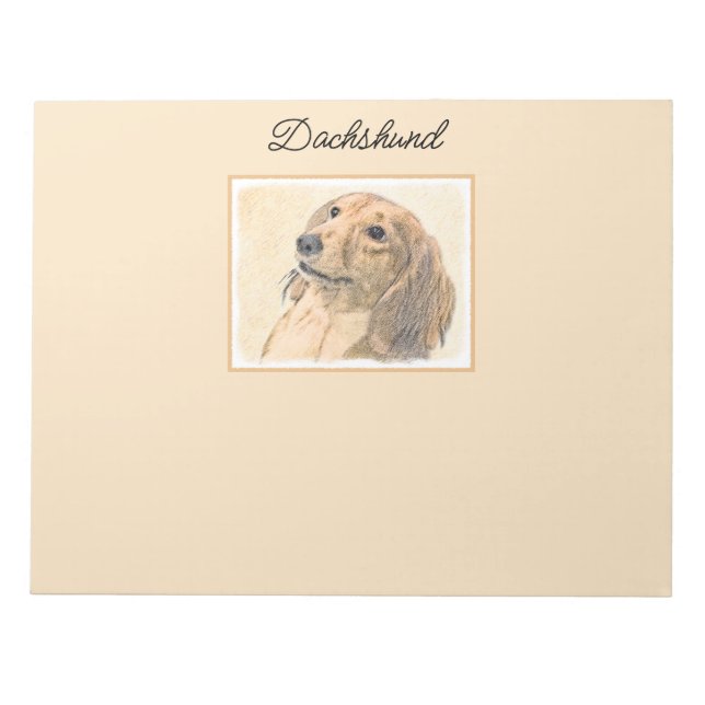 Dachshund (Långhårig) - Original Hund Art Anteckningsblock (Framsida)