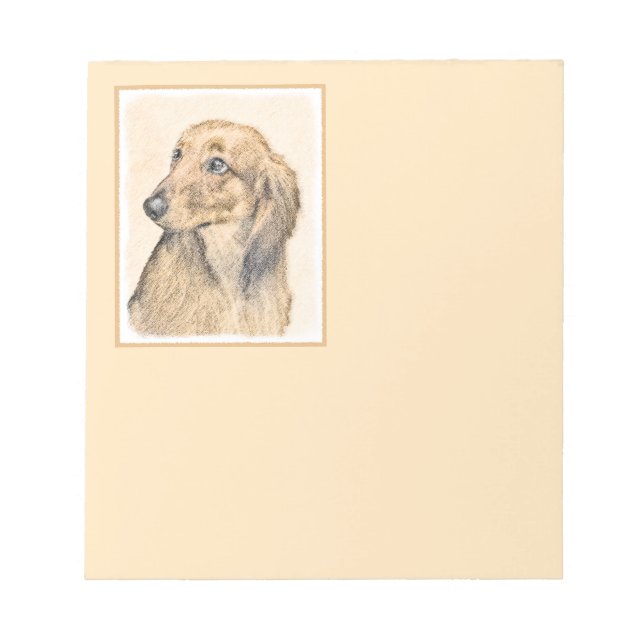 Dachshund (Långhårig) - Original Hund Art Anteckningsblock (Framsida)