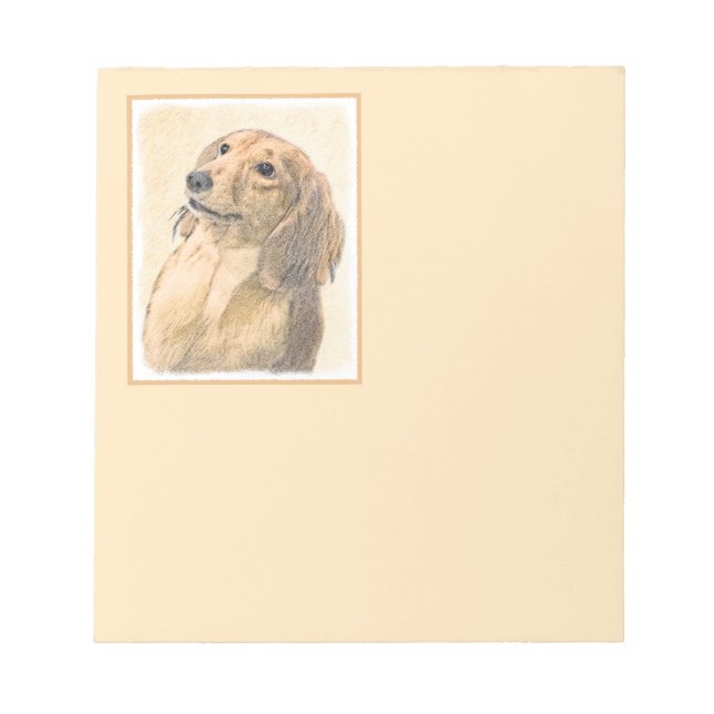 Dachshund (Långhårig) - Original Hund Art Anteckningsblock (Framsida)