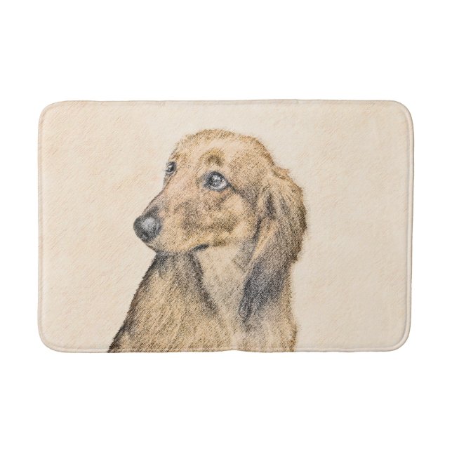 Dachshund (Långhårig) - Original Hund Art Badrumsmatta (Framsidan)