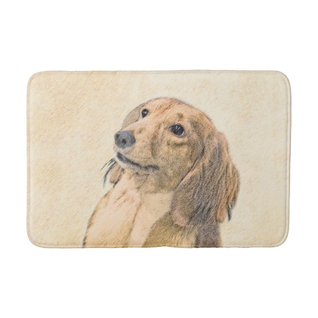Dachshund (Långhårig) - Original Hund Art Badrumsmatta (Framsidan)