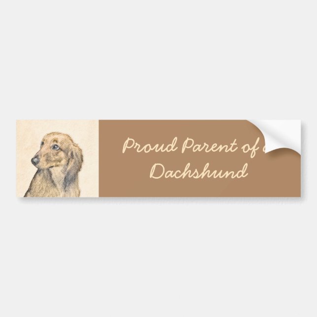 Dachshund (Långhårig) - Original Hund Art Bildekal (Framsidan)