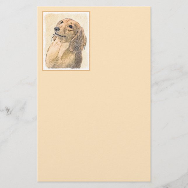 Dachshund (Långhårig) - Original Hund Art Brevpapper (Framsida)