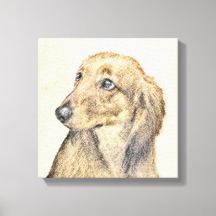 Dachshund (Långhårig) - Original Hund Art Canvastryck