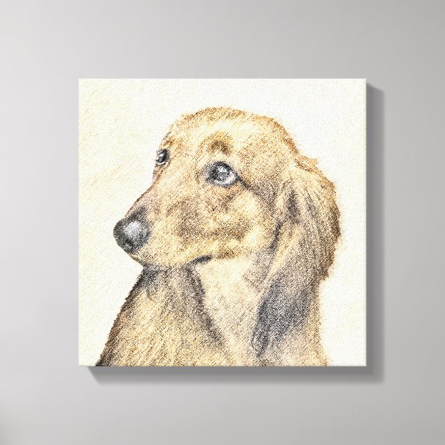 Dachshund (Långhårig) - Original Hund Art Canvastryck (Framsida)