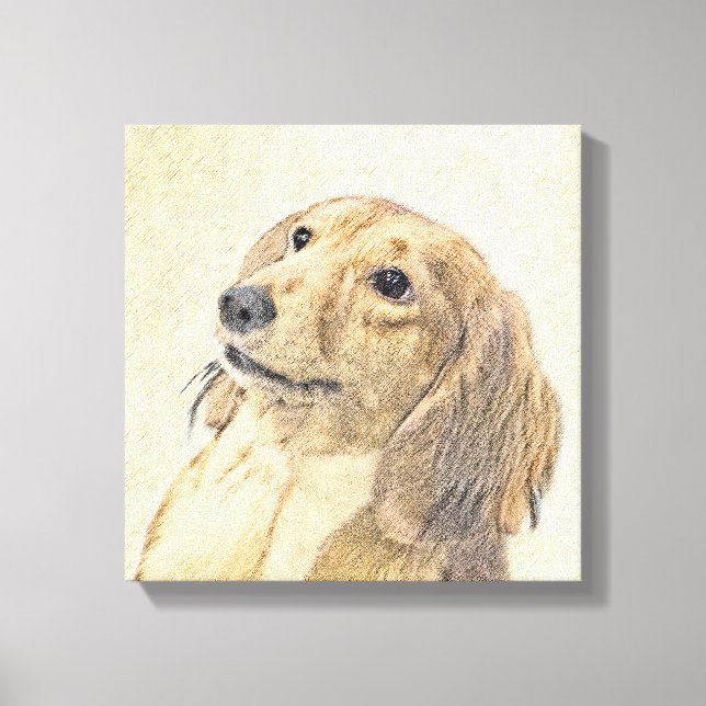 Dachshund (Långhårig) - Original Hund Art Canvastryck (Framsida)