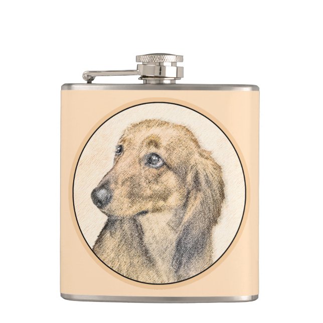 Dachshund (Långhårig) - Original Hund Art Fickplunta (Framsidan)