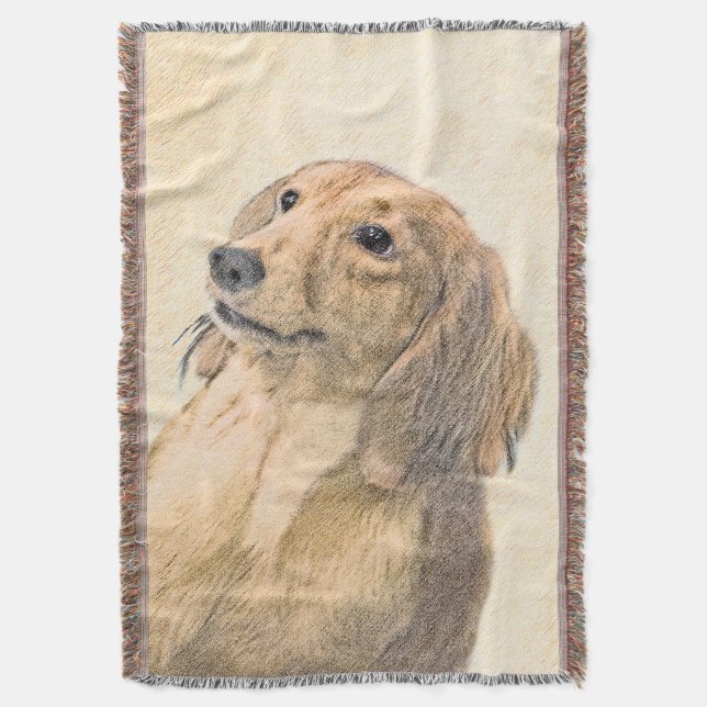 Dachshund (Långhårig) - Original Hund Art Filt (Framsidan Vertikal)