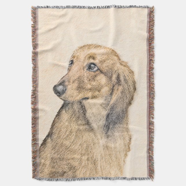 Dachshund (Långhårig) - Original Hund Art Filt (Framsidan Vertikal)