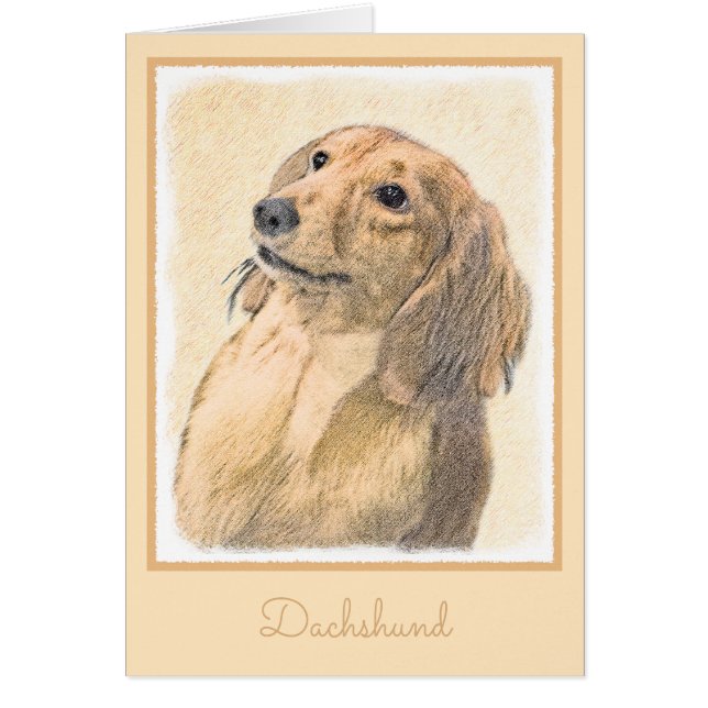 Dachshund (Långhårig) - Original Hund Art Hälsningskort (Framsidan)