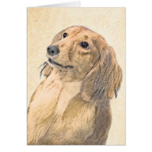 Dachshund (Långhårig) - Original Hund Art Hälsningskort