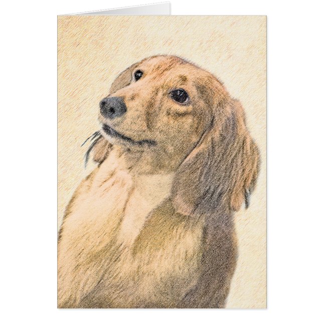 Dachshund (Långhårig) - Original Hund Art Hälsningskort (Framsidan)