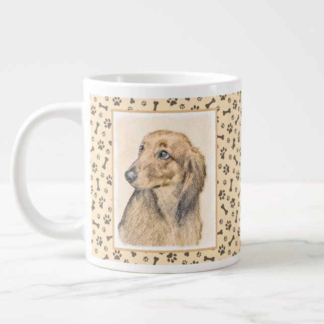 Dachshund (Långhårig) - Original Hund Art Jumbo Mugg (Vänster)