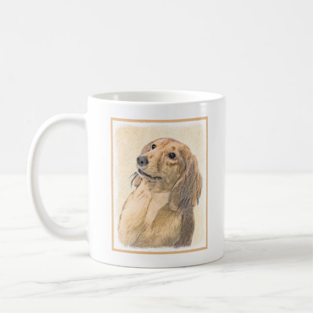 Dachshund (Långhårig) - Original Hund Art Kaffemugg (Vänster)
