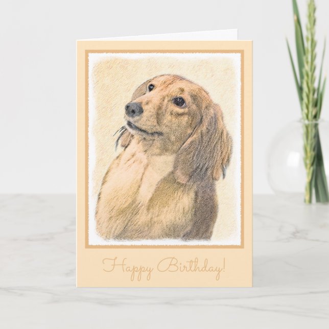 Dachshund (Långhårig) - Original Hund Art Kort (Framsida)