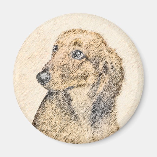 Dachshund (Långhårig) - Original Hund Art Magnet (Framsidan)