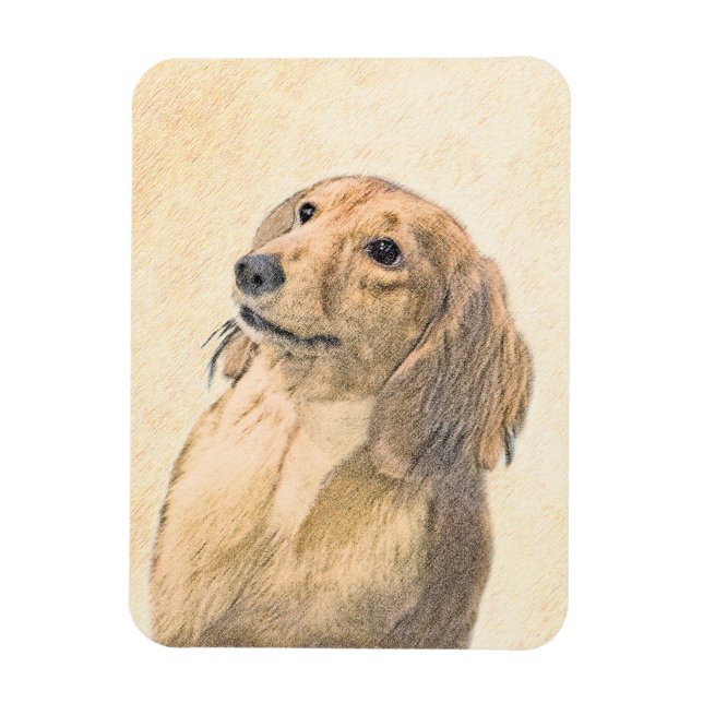 Dachshund (Långhårig) - Original Hund Art Magnet (Vertikal)