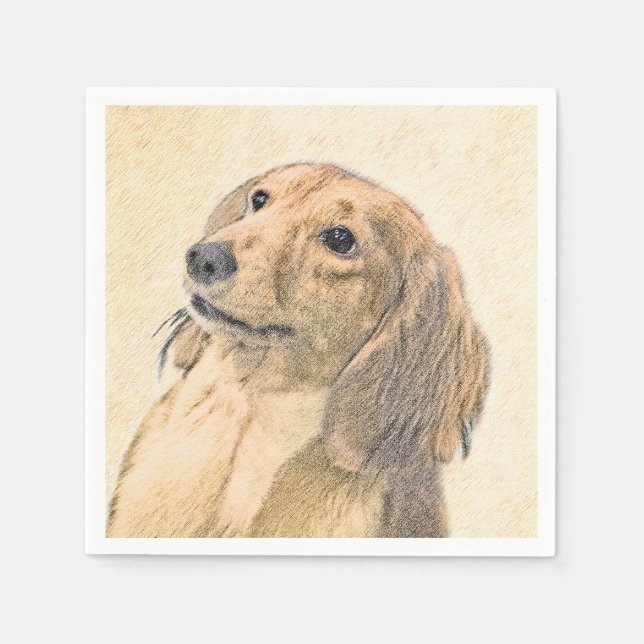 Dachshund (Långhårig) - Original Hund Art Pappersservett (Framsidan)