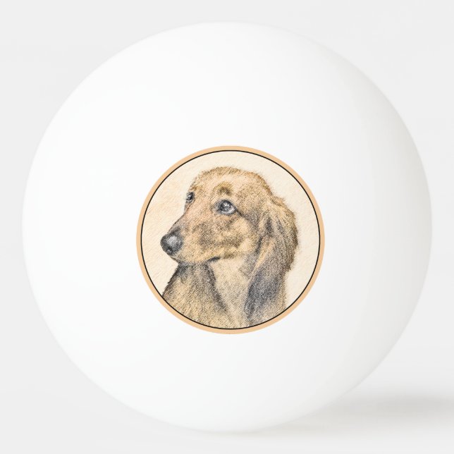 Dachshund (Långhårig) - Original Hund Art Pingisboll (Framsidan)