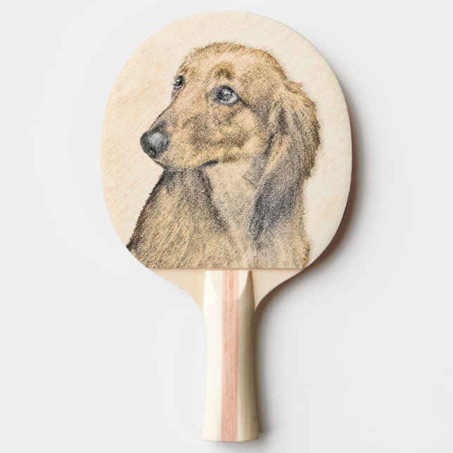 Dachshund (Långhårig) - Original Hund Art Pingisracket (Framsidan)