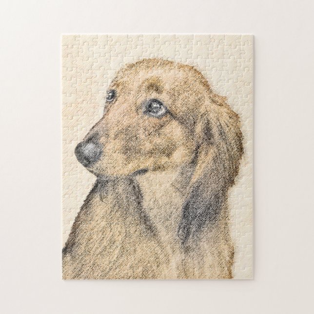 Dachshund (Långhårig) - Original Hund Art Pussel (Vertikal)