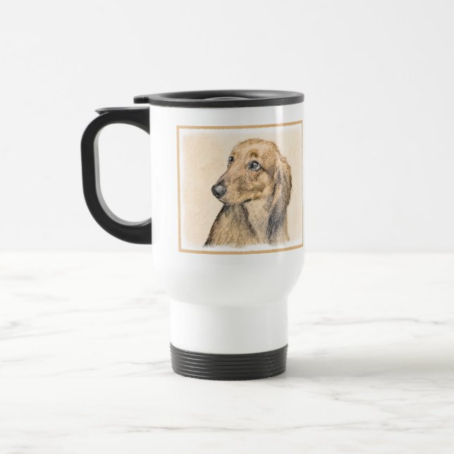 Dachshund (Långhårig) - Original Hund Art Resemugg (Vänster)