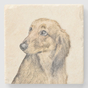 Dachshund (Långhårig) - Original Hund Art Stenunderlägg