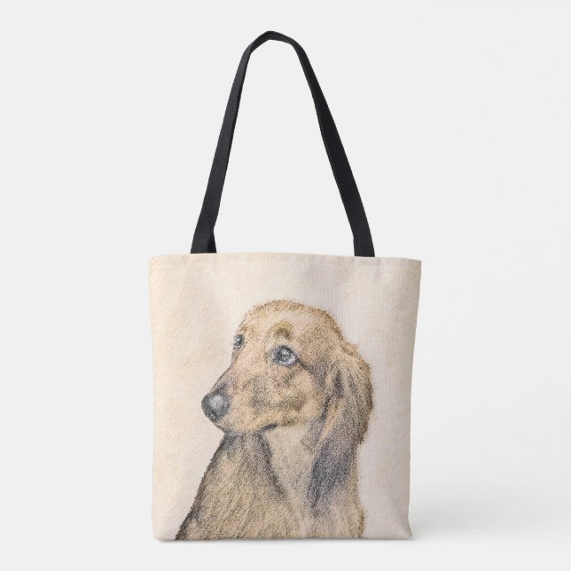 Dachshund (Långhårig) - Original Hund Art Tygkasse (Baksida)
