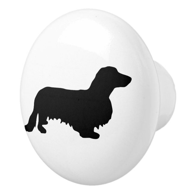 Dachshund Långhårig - Siluett 1 Knopp (Höger)