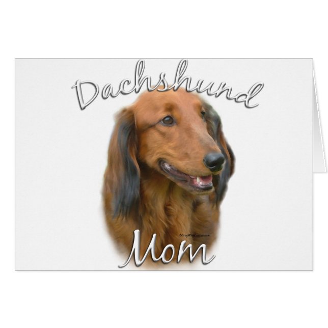 Dachshund (långhåriga) Mamma 2 Hälsningskort (Framsidan Horizontal)