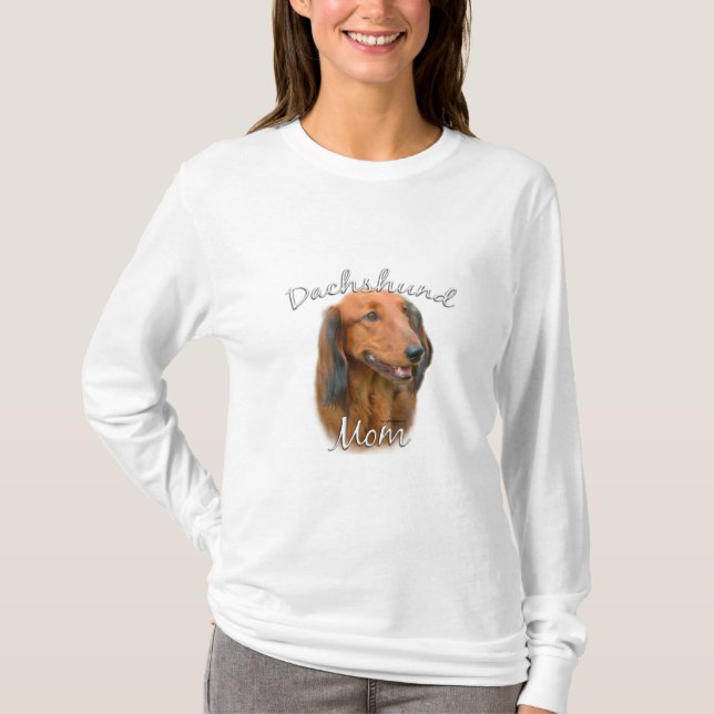 Dachshund (långhåriga) Mamma 2 T Shirt (Framsida)