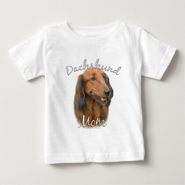 Dachshund (långhåriga) Mamma 2 Tee Shirt (Framsida)
