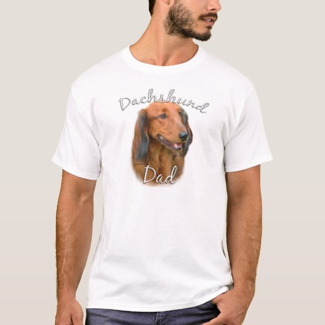 Dachshund (långhåriga) Pappa 2 T Shirt (Framsida)