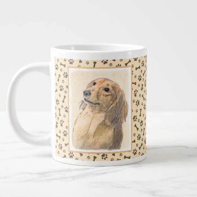 Dachshund (Långhårigare) - originalbild Jumbo Mugg (Vänster)
