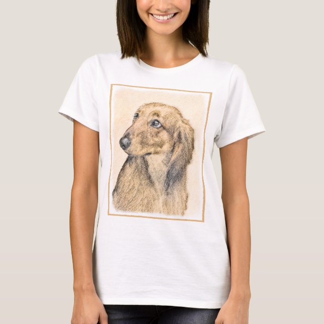 Dachshund (Långhårigare) - originalbild T-shirt (Framsida)